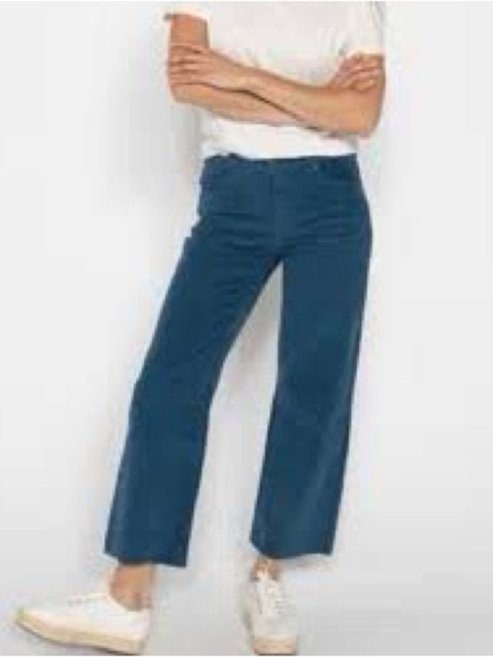 Women's Oliver Logan Aberdeen High-Rise Straight Crop CorderoyJeans in Teal Blue